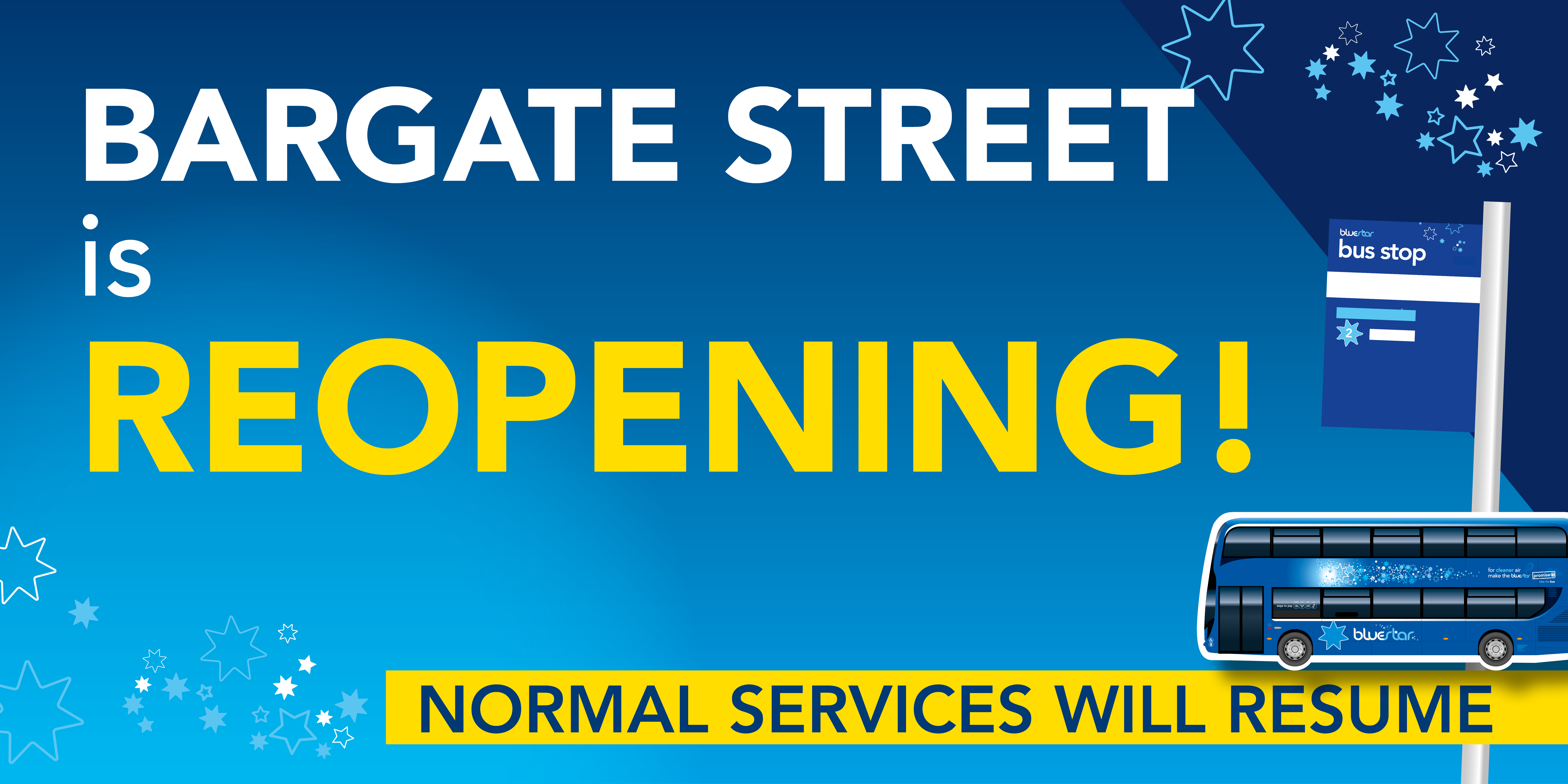 Bargate Street is reoping, normal services will resume