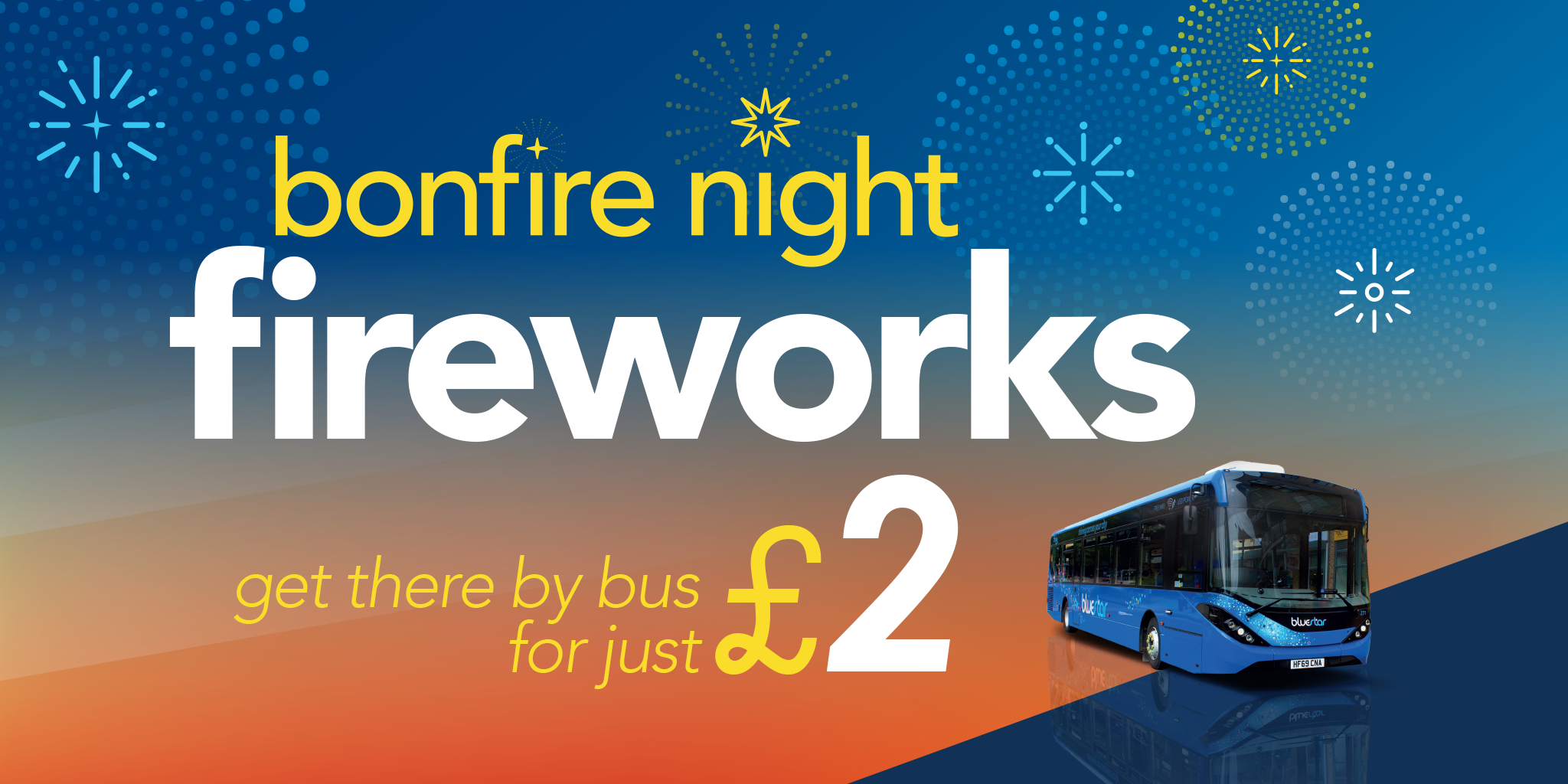 get to bonfire night fireworks displays by bus for just £2