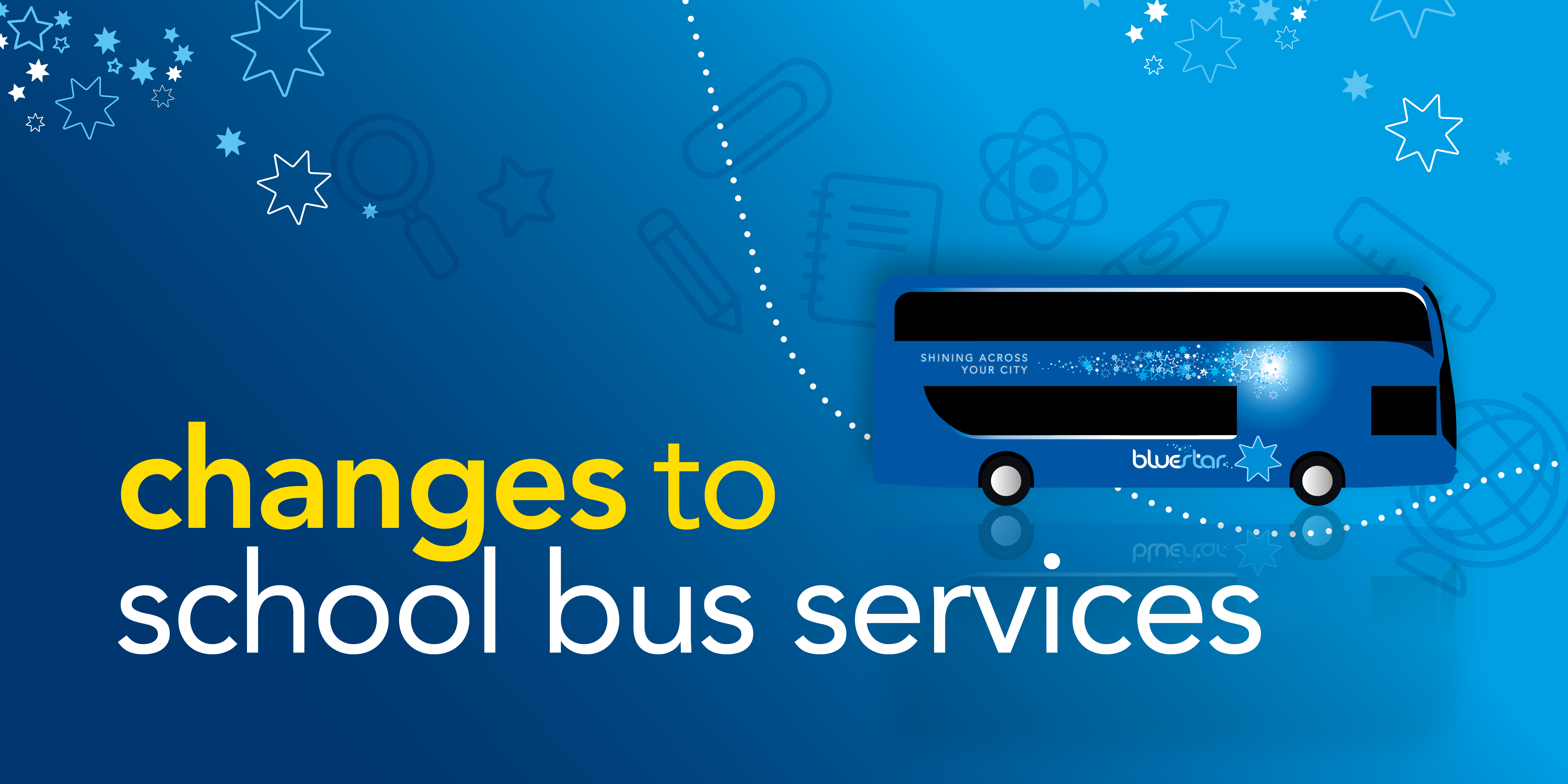 A promotional image for changes to school bus services