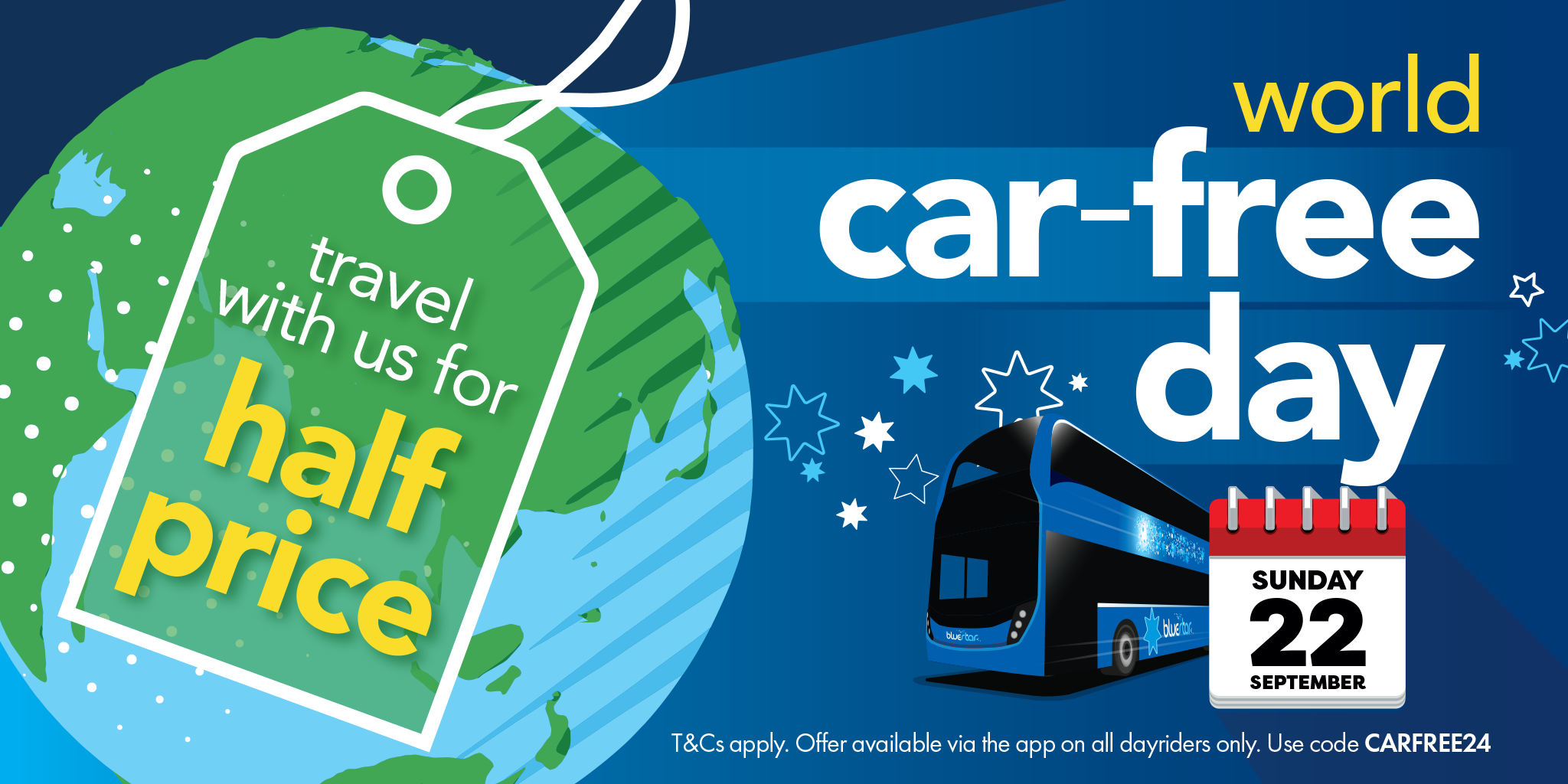 world car free day, travel with us for half price