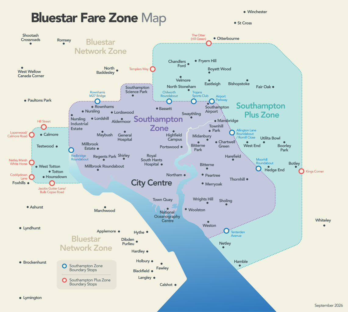 bluestar and unilink fare zone map