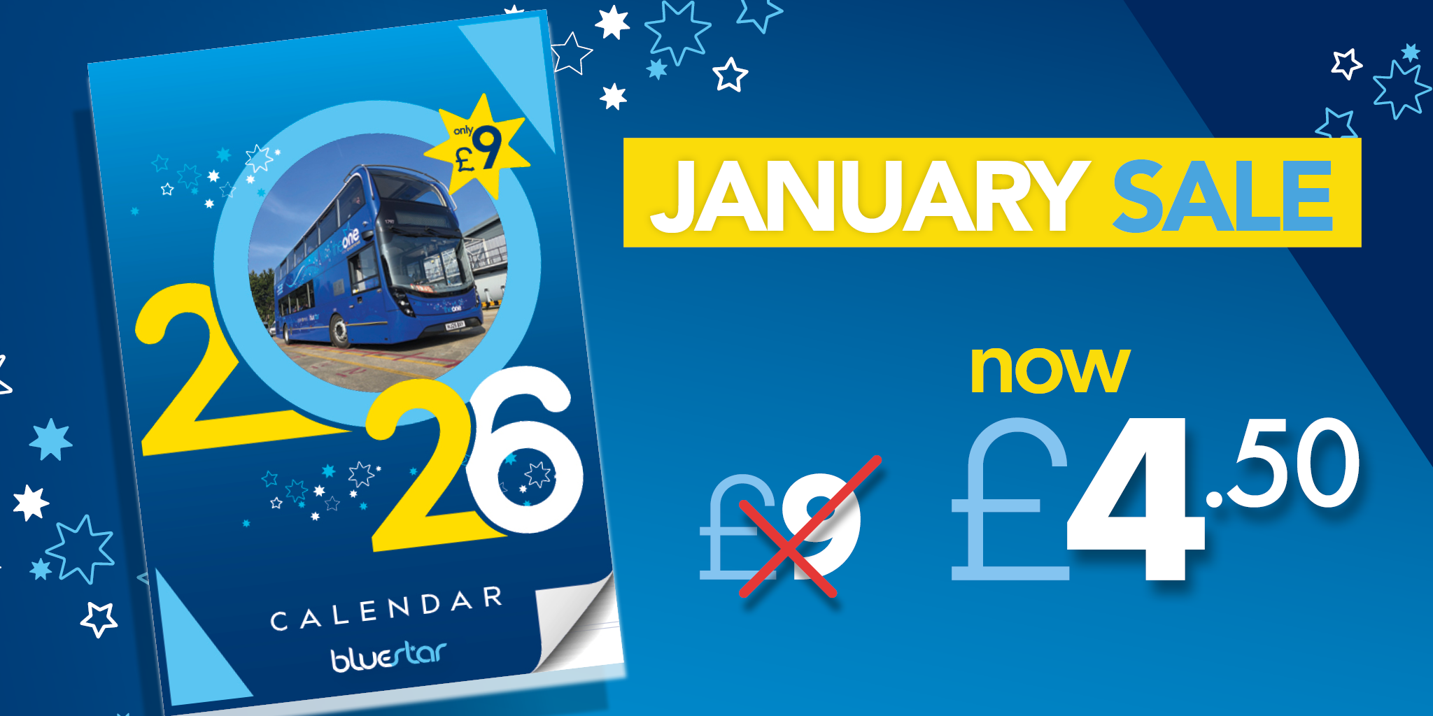 January sale now £4.50 image with a Bluestar calendar