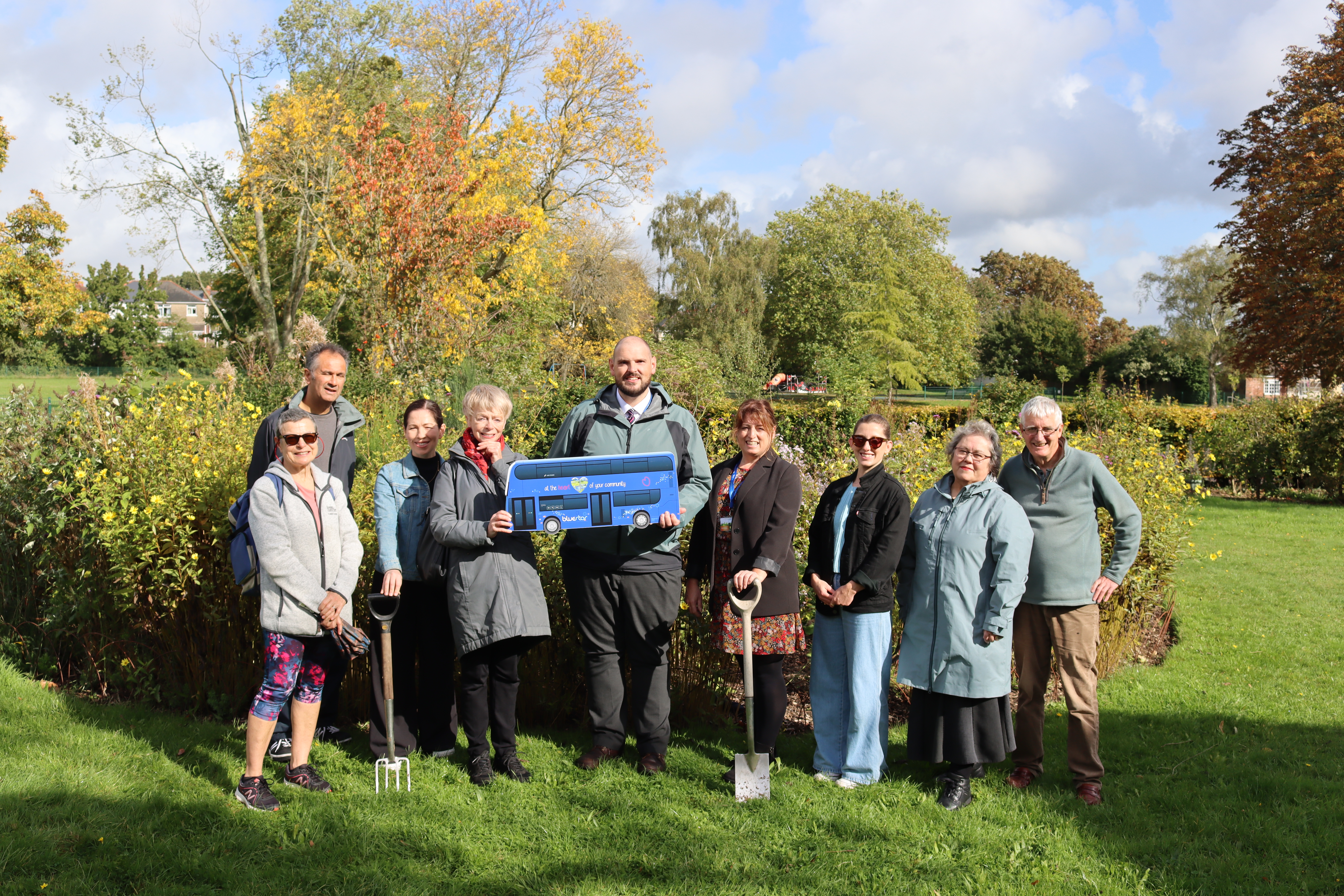 members of Friends of Portswood Rec at their grounds with Bluestar managers