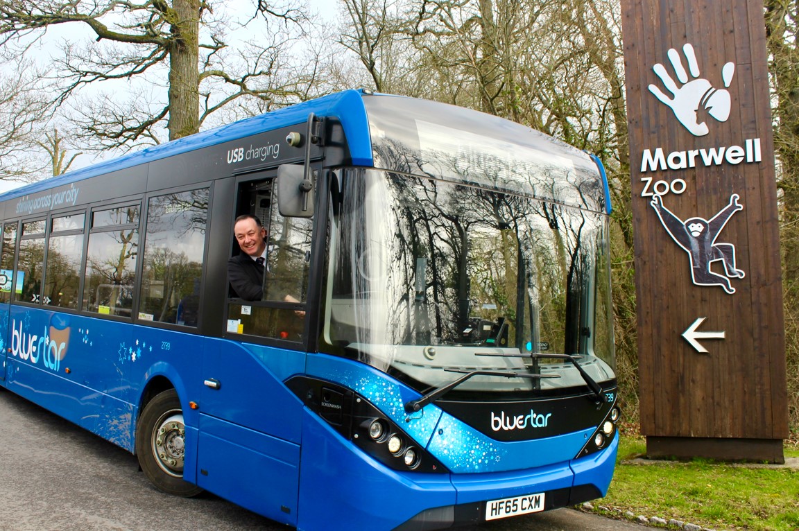 Bluestar single decker outside Marwell Zoo 