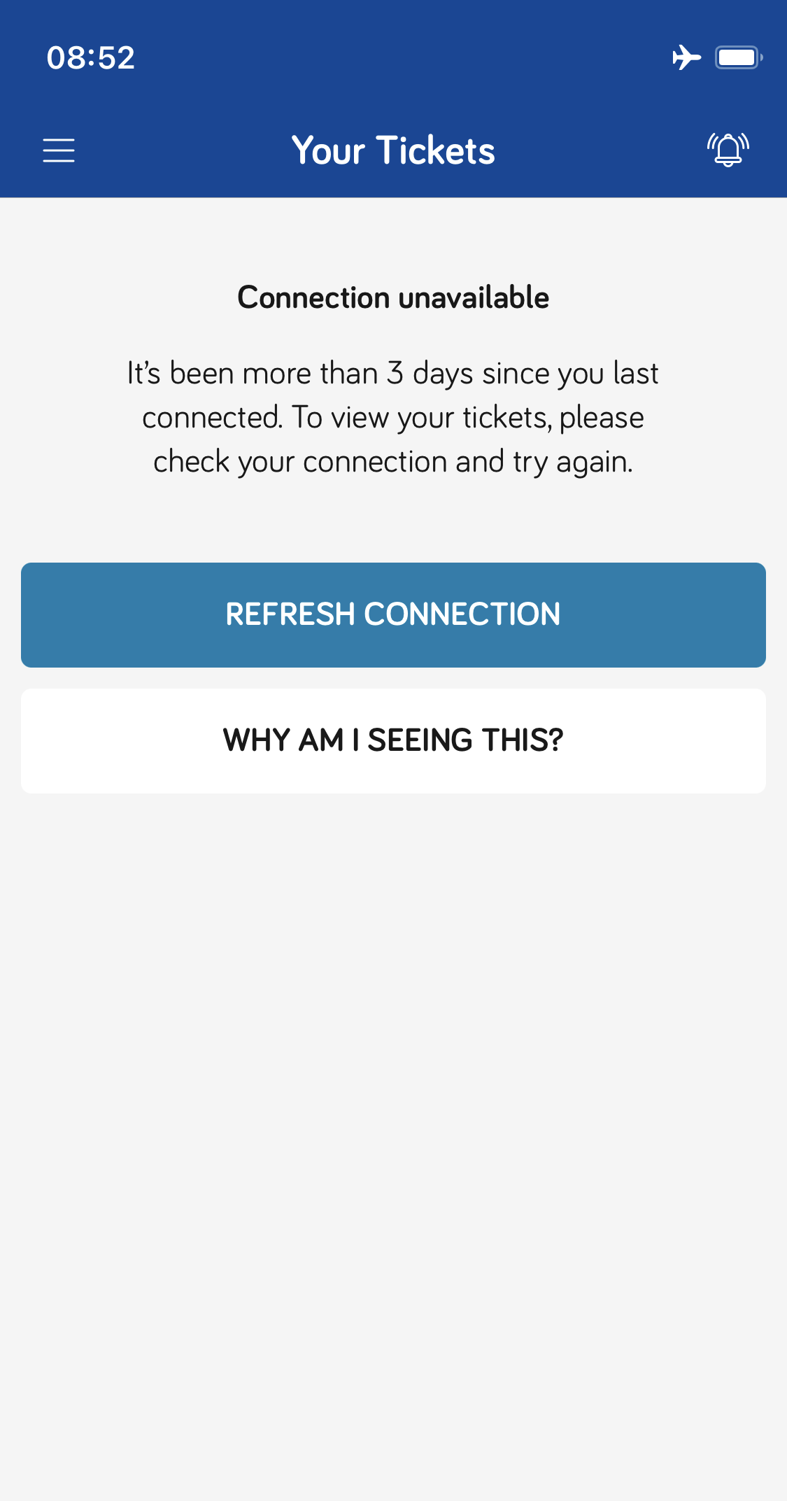 app connection on the Bluestar Bus app