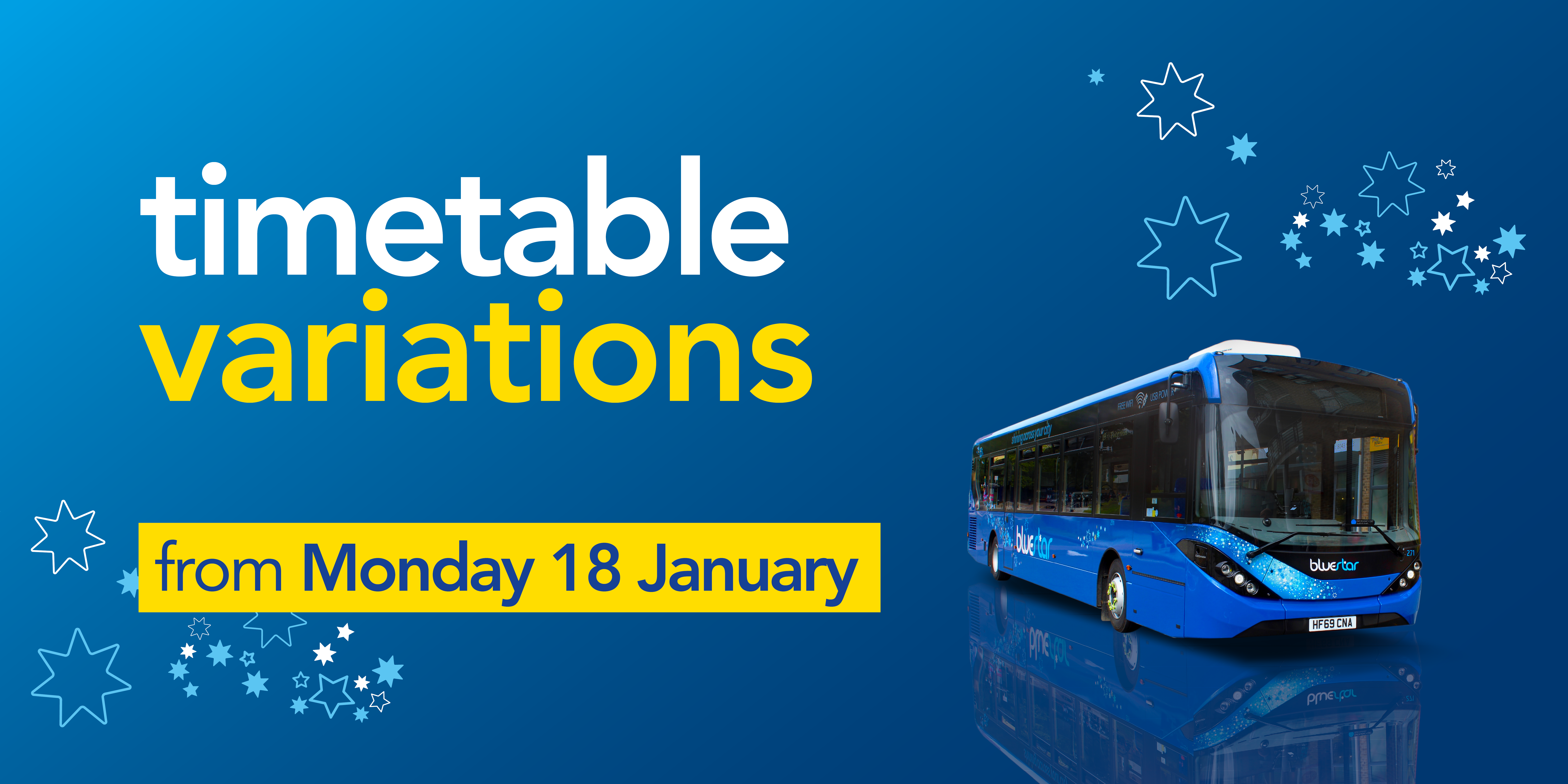 Image reading 'Timetable variations from Monday 18th January'