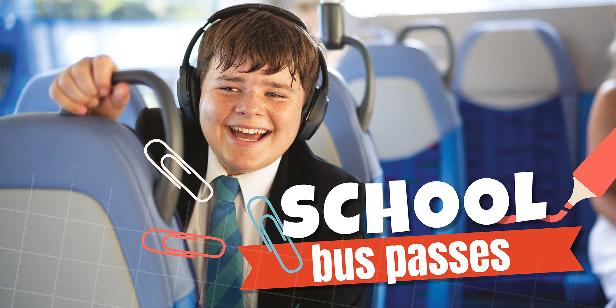 school boy inside a bus